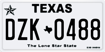 TX license plate DZK0488