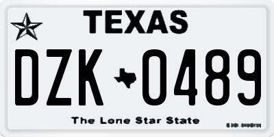 TX license plate DZK0489