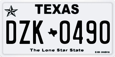 TX license plate DZK0490