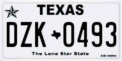 TX license plate DZK0493