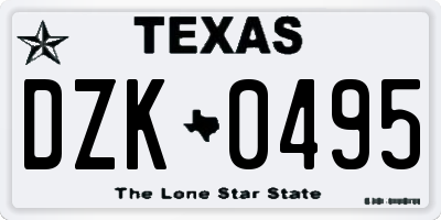 TX license plate DZK0495