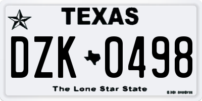 TX license plate DZK0498