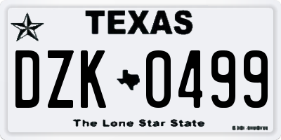 TX license plate DZK0499