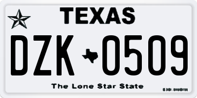 TX license plate DZK0509