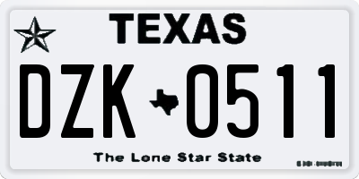 TX license plate DZK0511