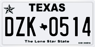 TX license plate DZK0514