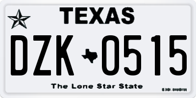 TX license plate DZK0515