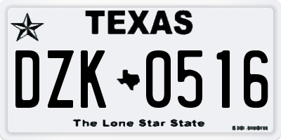TX license plate DZK0516