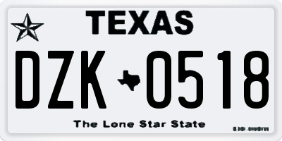 TX license plate DZK0518
