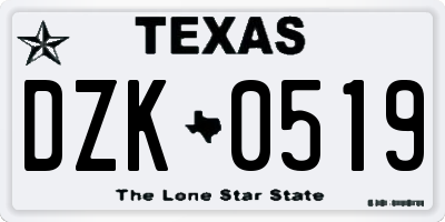 TX license plate DZK0519