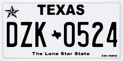 TX license plate DZK0524