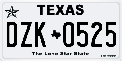 TX license plate DZK0525