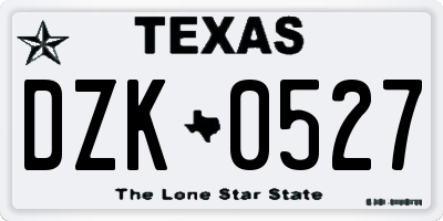TX license plate DZK0527