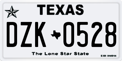 TX license plate DZK0528