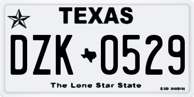 TX license plate DZK0529