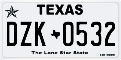 TX license plate DZK0532