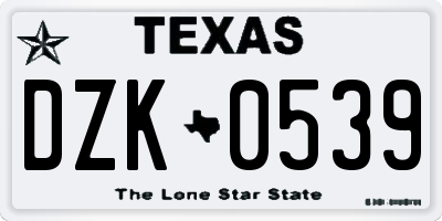 TX license plate DZK0539