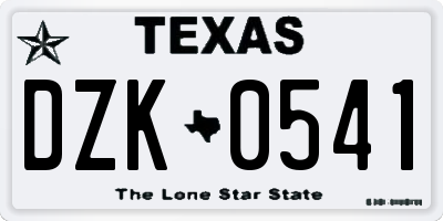TX license plate DZK0541