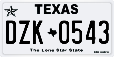 TX license plate DZK0543