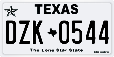 TX license plate DZK0544