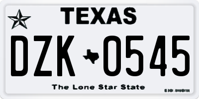 TX license plate DZK0545