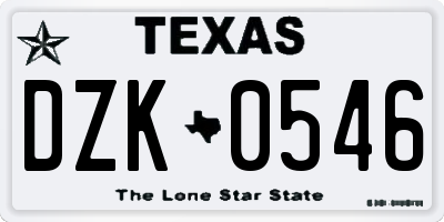 TX license plate DZK0546