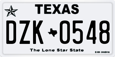 TX license plate DZK0548