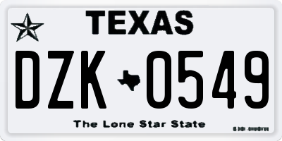 TX license plate DZK0549