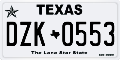 TX license plate DZK0553