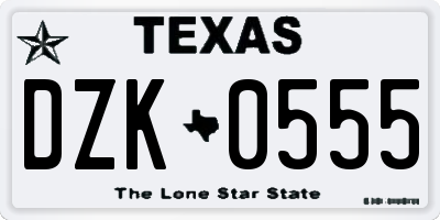 TX license plate DZK0555