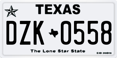 TX license plate DZK0558