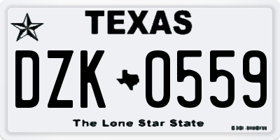 TX license plate DZK0559