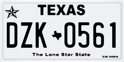 TX license plate DZK0561