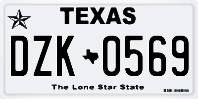 TX license plate DZK0569