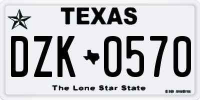 TX license plate DZK0570