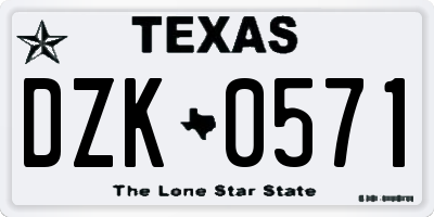 TX license plate DZK0571