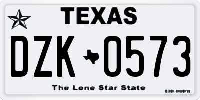 TX license plate DZK0573