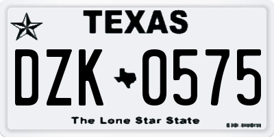 TX license plate DZK0575