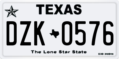 TX license plate DZK0576