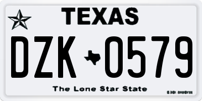 TX license plate DZK0579