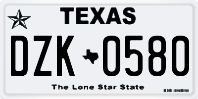 TX license plate DZK0580