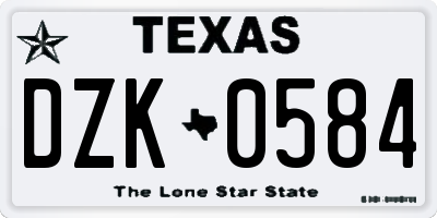 TX license plate DZK0584