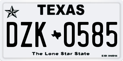 TX license plate DZK0585