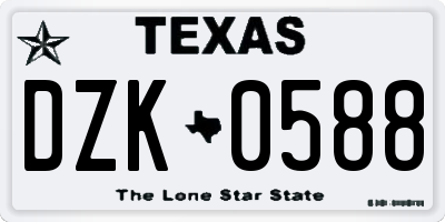TX license plate DZK0588