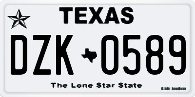 TX license plate DZK0589