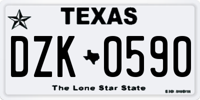 TX license plate DZK0590