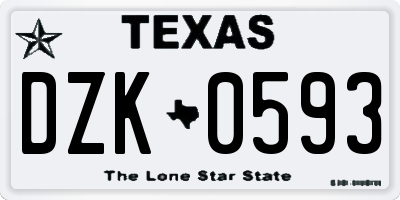 TX license plate DZK0593