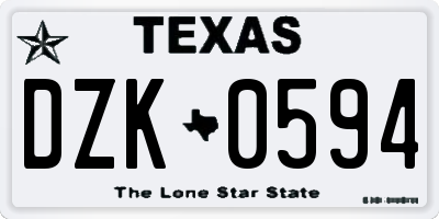 TX license plate DZK0594