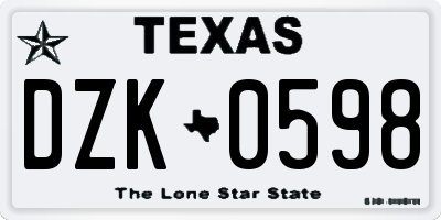 TX license plate DZK0598