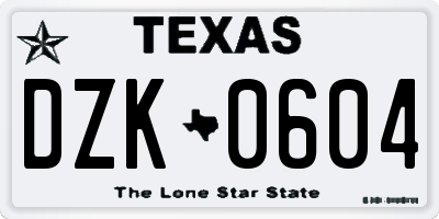 TX license plate DZK0604